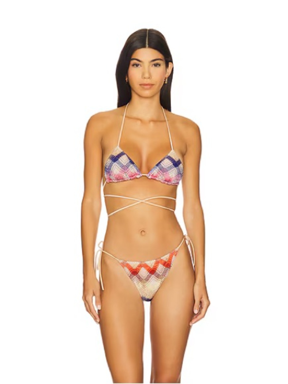Missoni metallic zig zag wrap around bikini set
